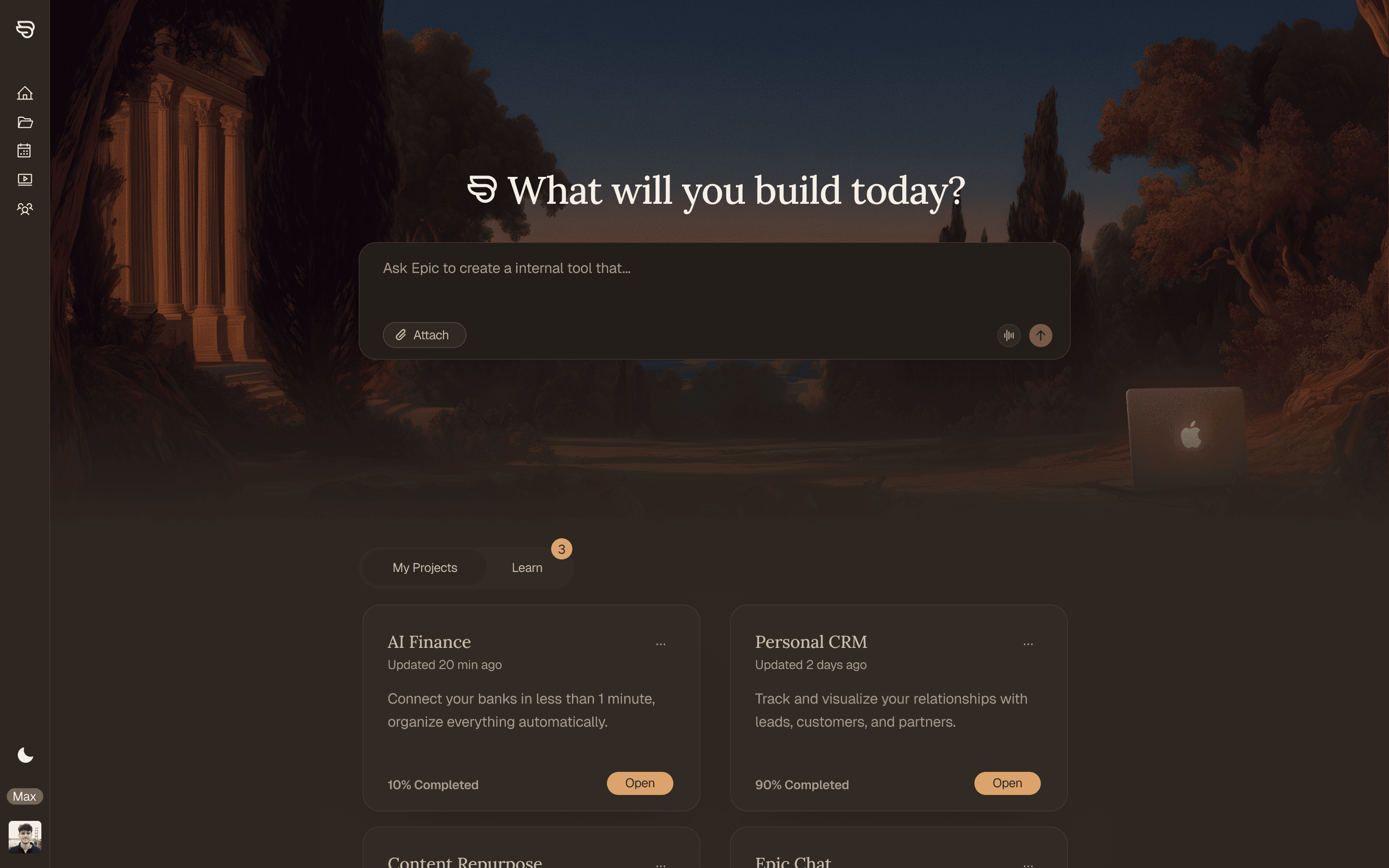 Epic Builder Interface