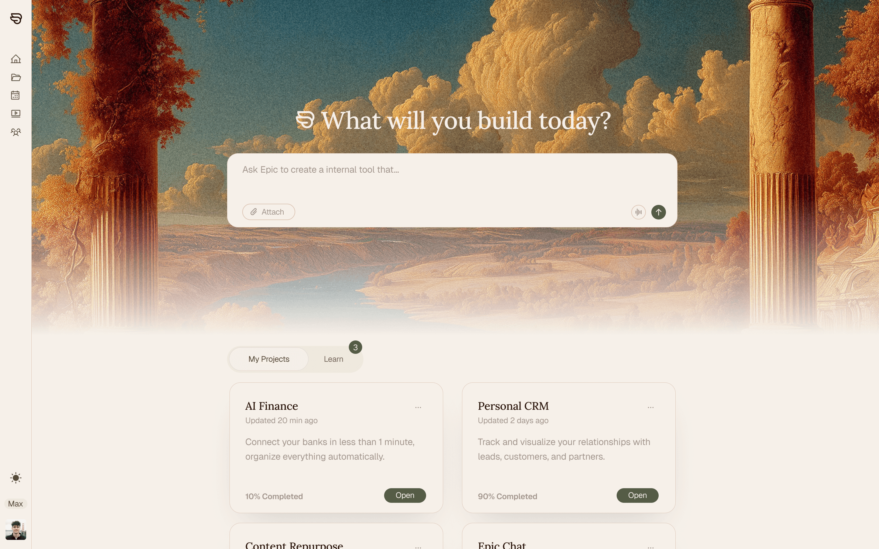 Epic Builder Interface